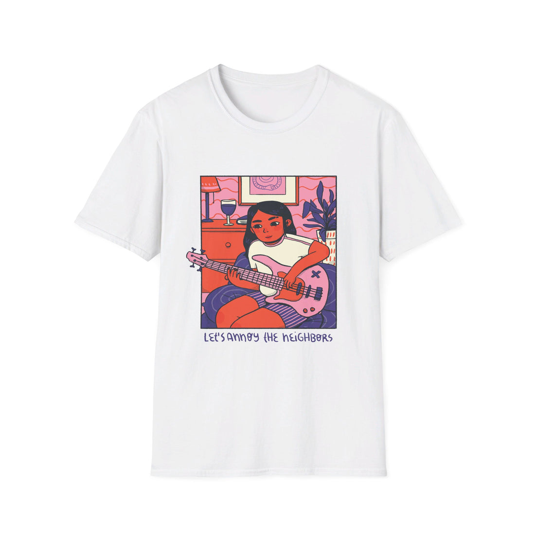 Girl playing Gitarre - Cozy at Home - Front Design - Premium Bio Unisex T-Shirt - Pure Face Streetwear