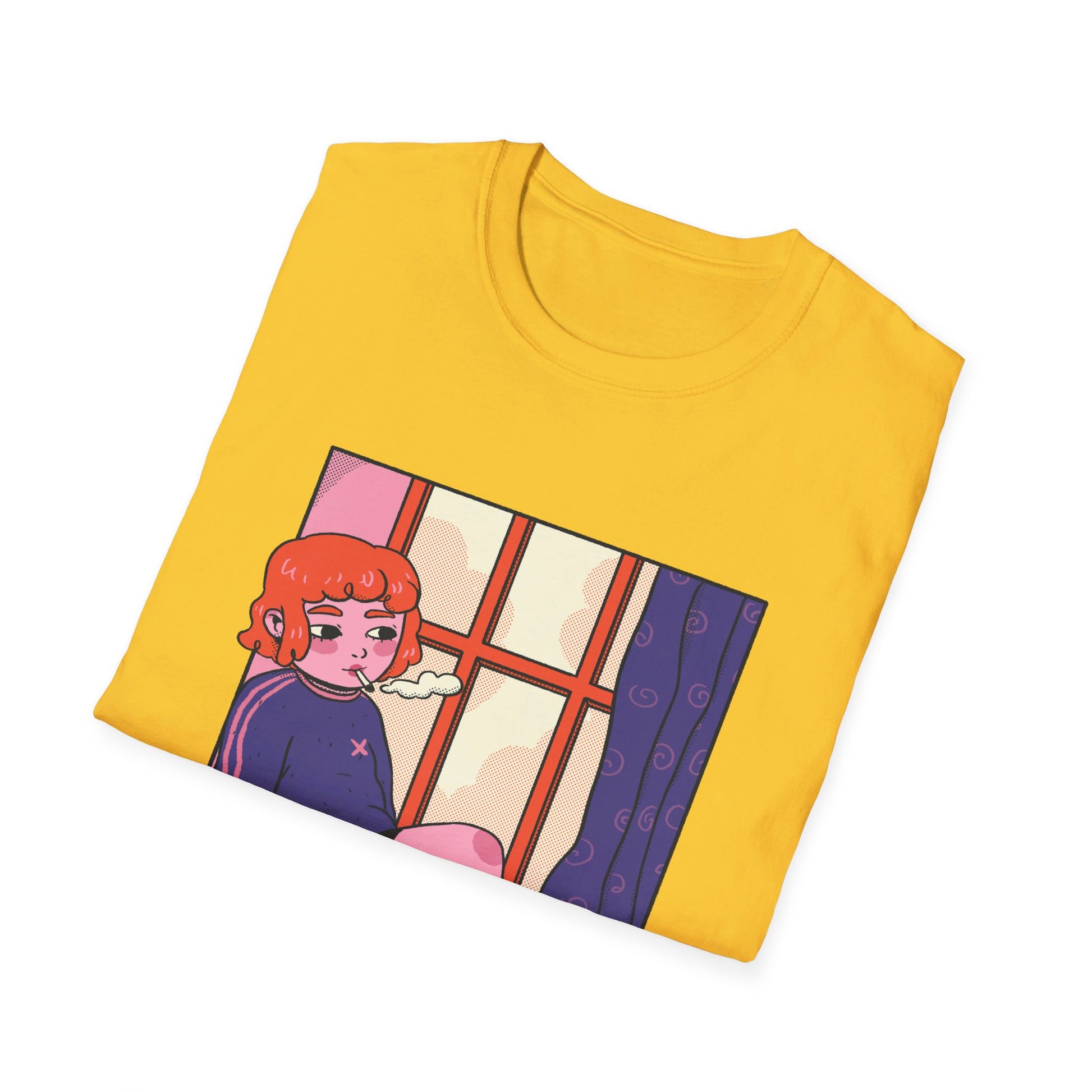 Girl in Window - Cozy at Home - Front Design - Premium Bio Unisex T-Shirt - Pure Face Streetwear