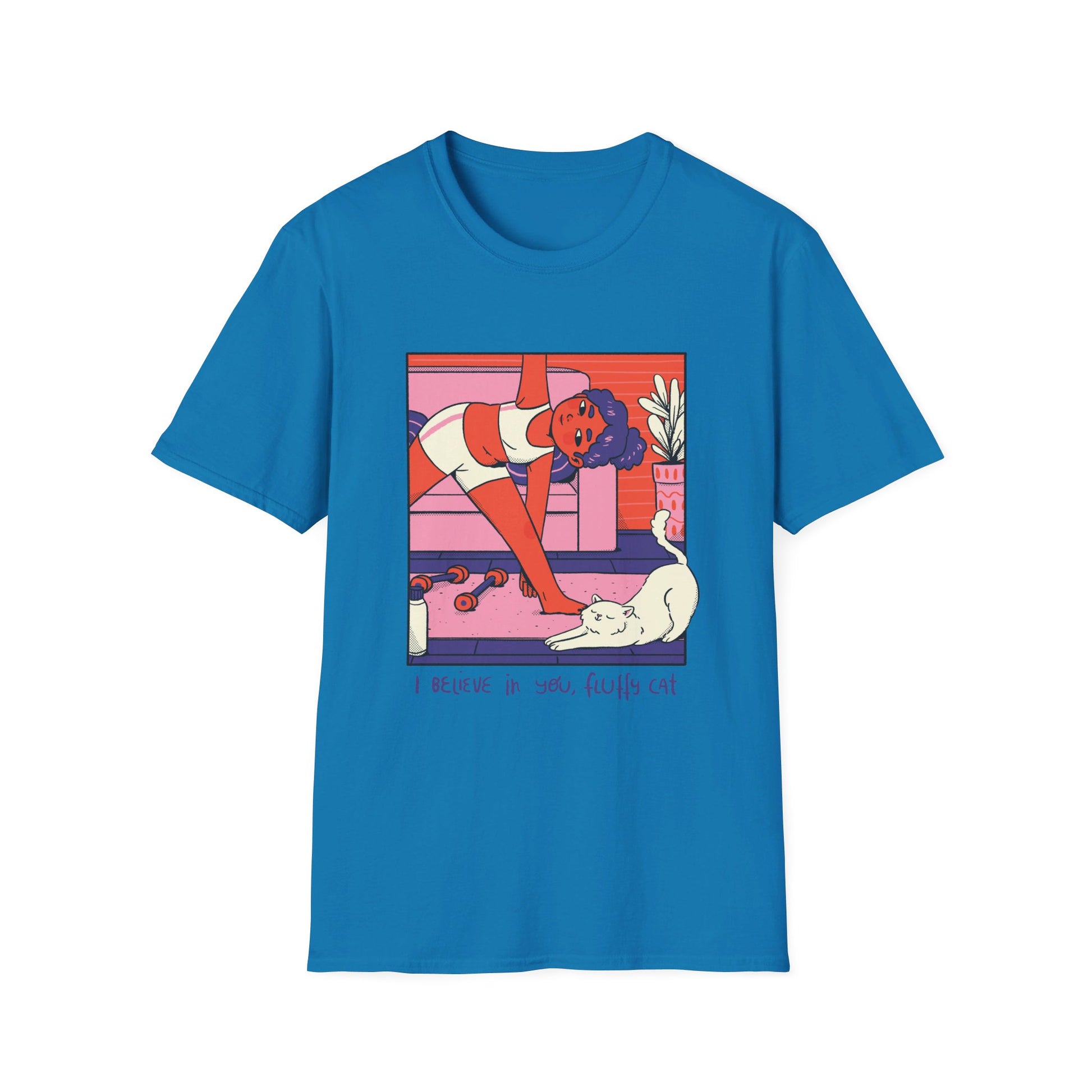 Girl doing Yoga with Cat - Cozy at Home - Front Design - Premium Bio Unisex T-Shirt - Pure Face Streetwear