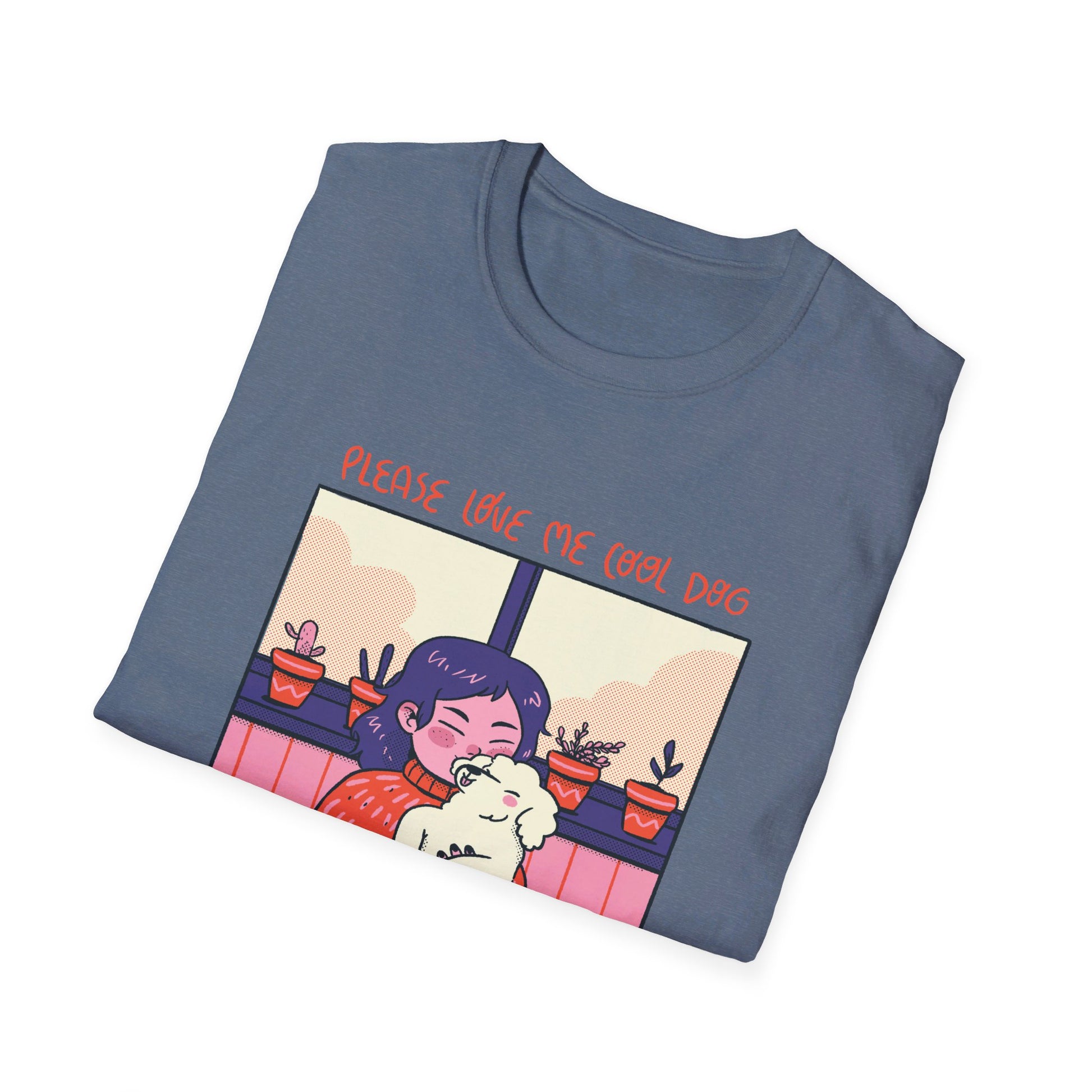 Girl and Dog cozy - Cozy at Home - Front Design - Premium Bio Unisex T-Shirt - Pure Face Streetwear