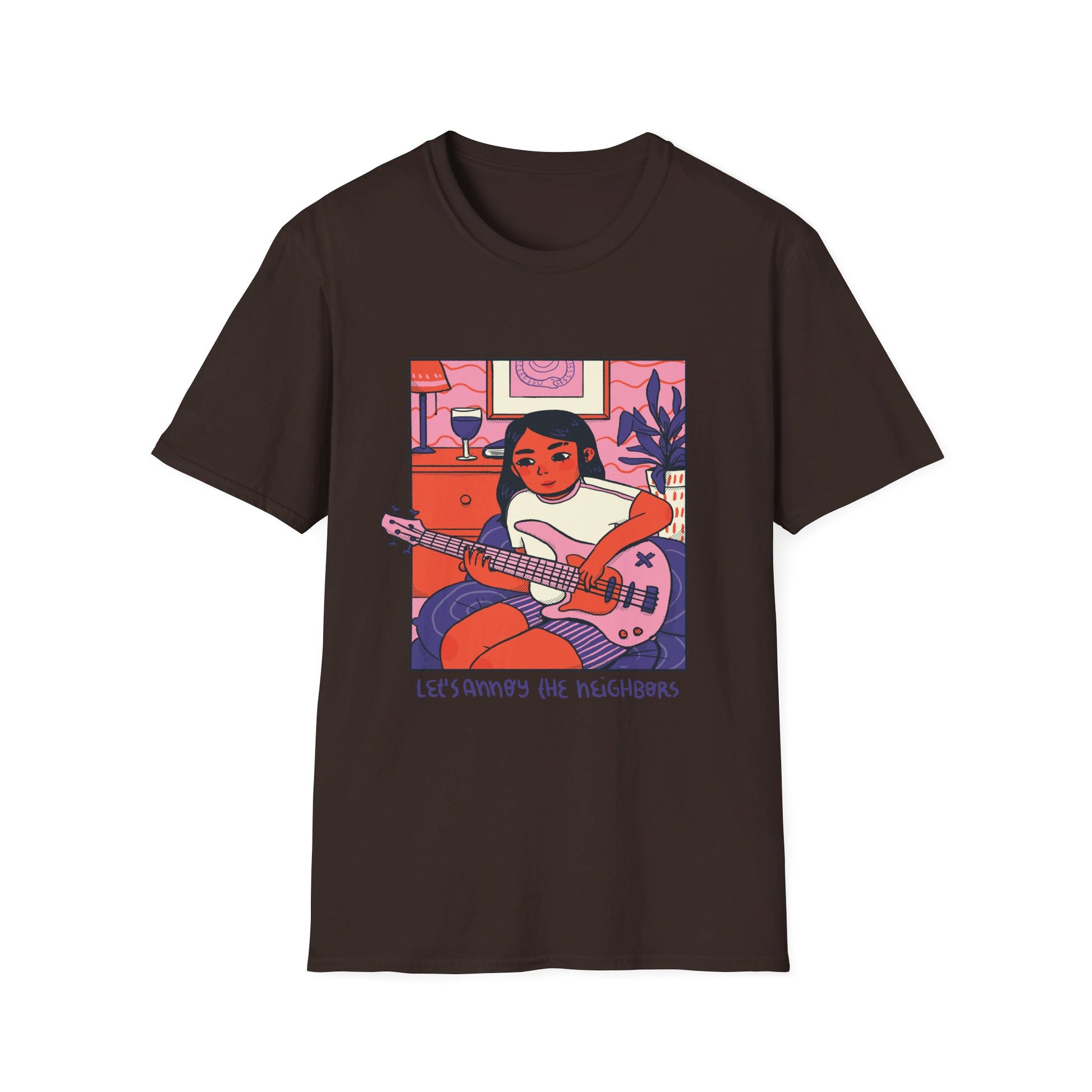 Girl playing Gitarre - Cozy at Home - Front Design - Premium Bio Unisex T-Shirt - Pure Face Streetwear