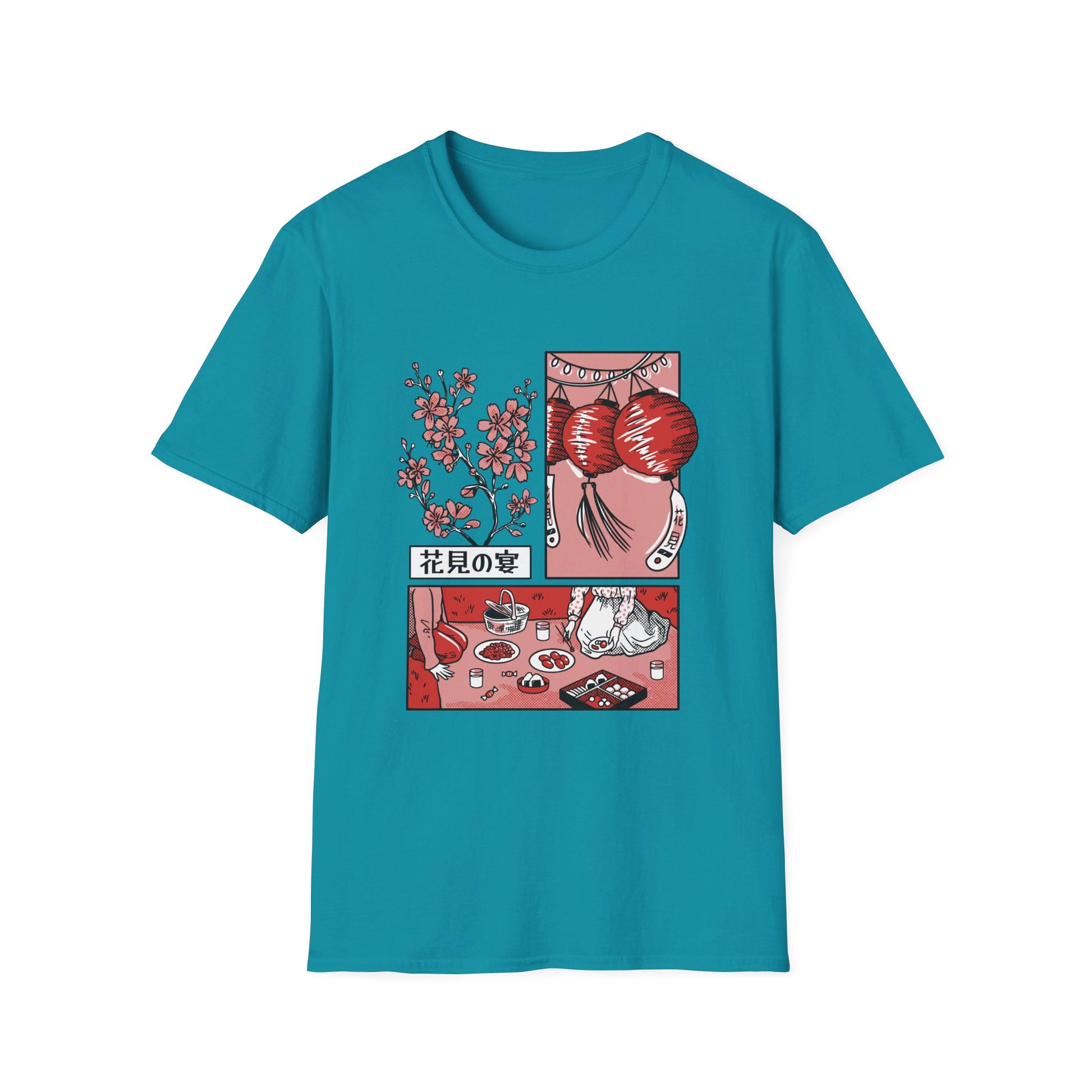 Japanese Cherry Blossom Picnic - Slice Of Life - Front Design - Premium Bio Unisex T-Shirt - Pure Face Streetwear