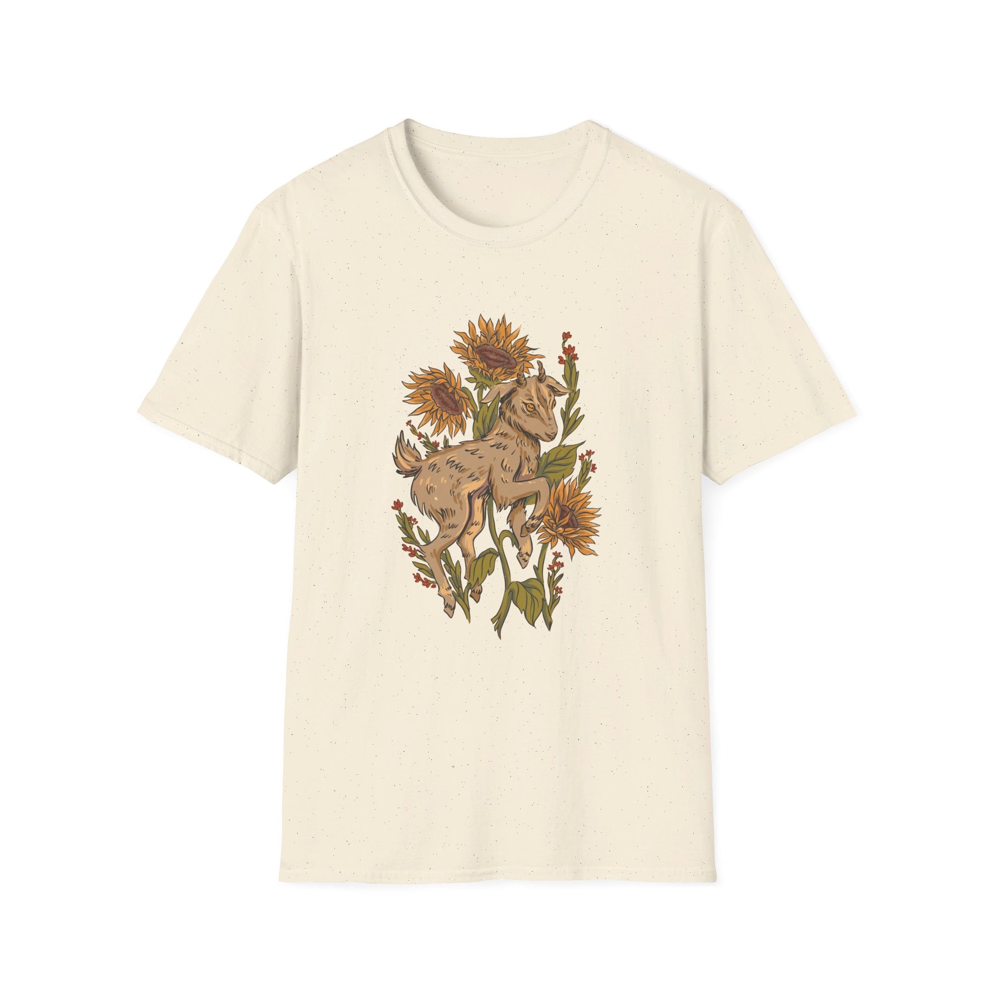 Baby Goat Sunnflowers - Animals In Nature - Front Design - Premium Bio Unisex T-Shirt - Pure Face Streetwear