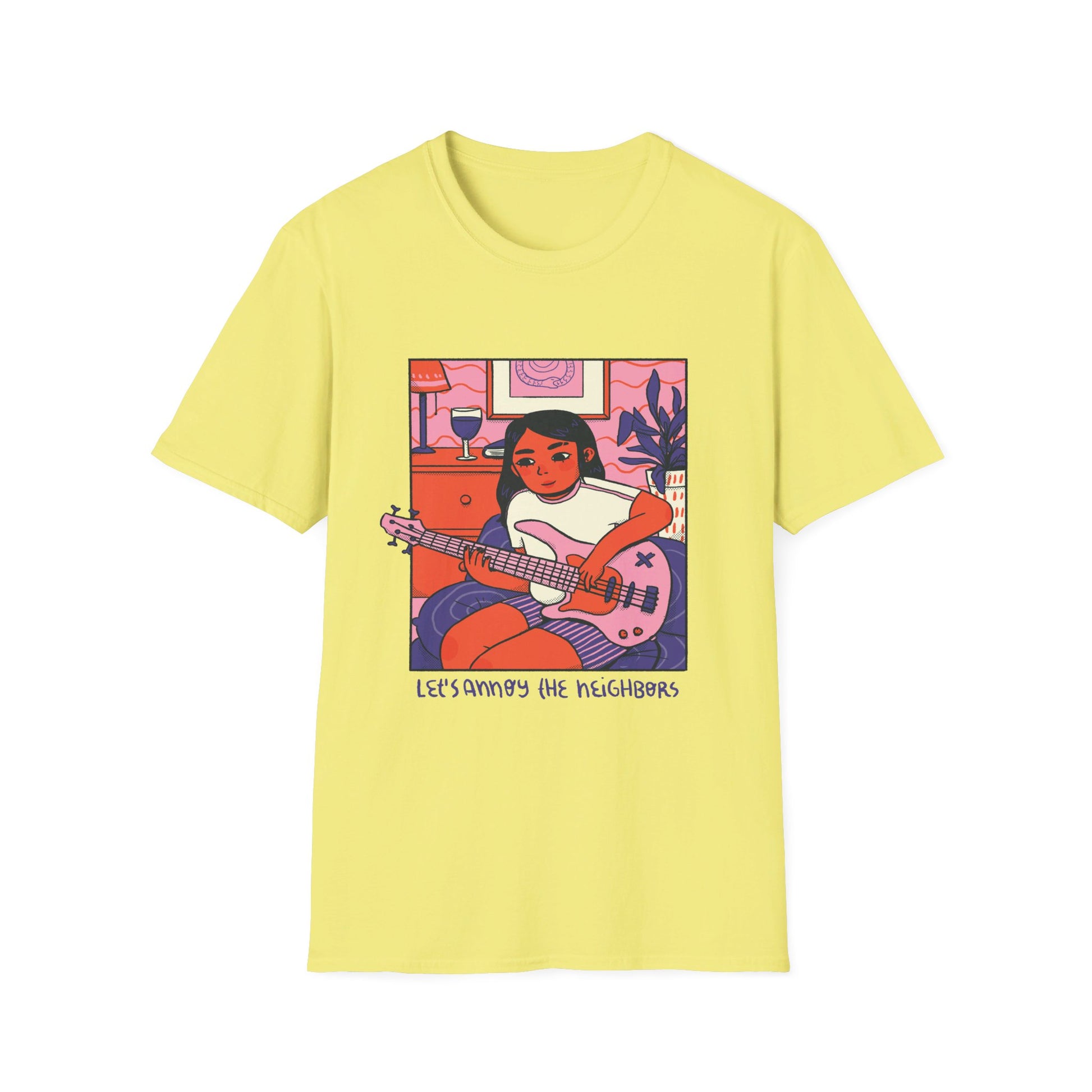 Girl playing Gitarre - Cozy at Home - Front Design - Premium Bio Unisex T-Shirt - Pure Face Streetwear