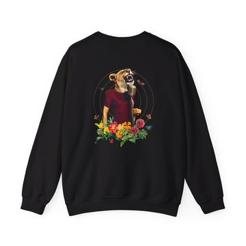 Lioness - Animal Human - Back Design - Premium Unisex Heavy Blend™ Crewneck Sweatshirt