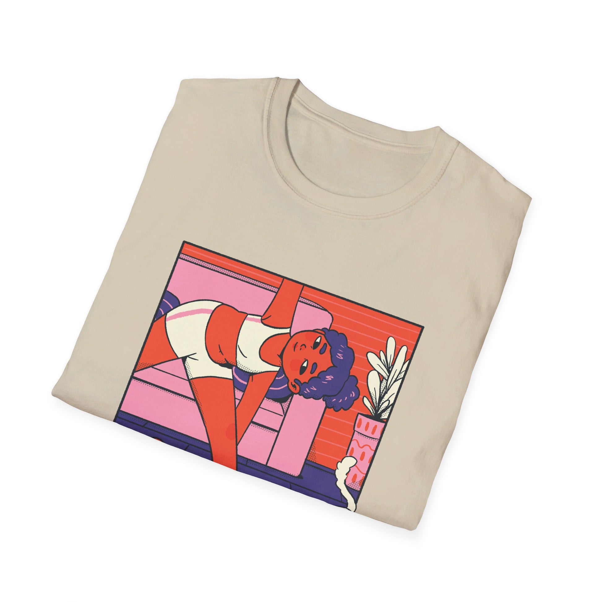 Girl doing Yoga with Cat - Cozy at Home - Front Design - Premium Bio Unisex T-Shirt - Pure Face Streetwear