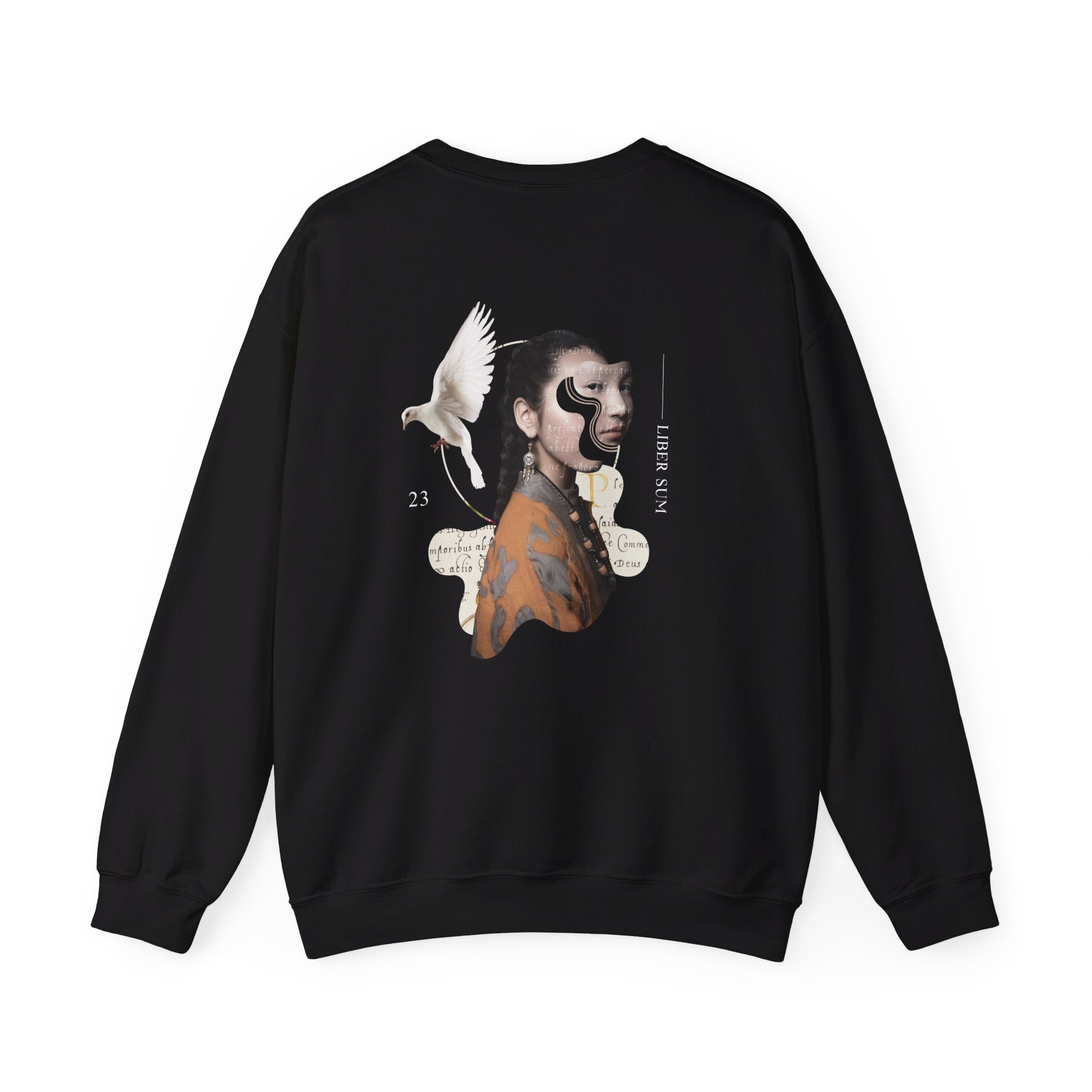 Liber Sum - Modern Collage - Back Design - Premium Unisex Heavy Blend™ Crewneck Sweatshirt