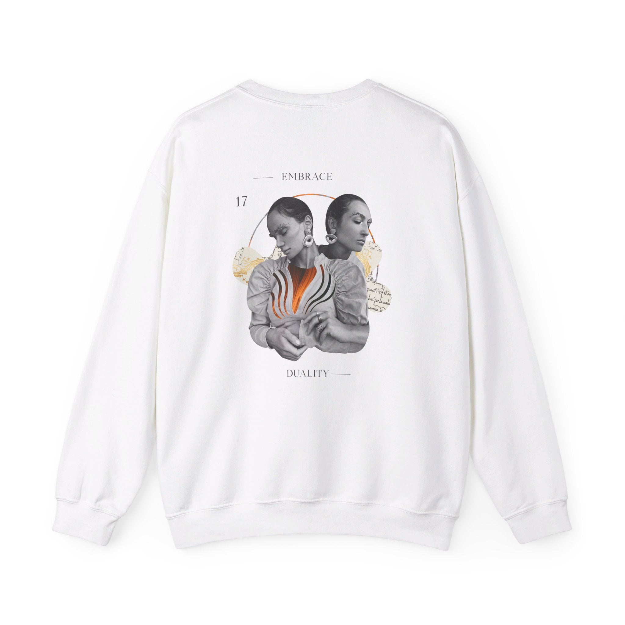 Embrace Duality - Modern Collage - Back Design - Premium Unisex Heavy Blend™ Crewneck Sweatshirt