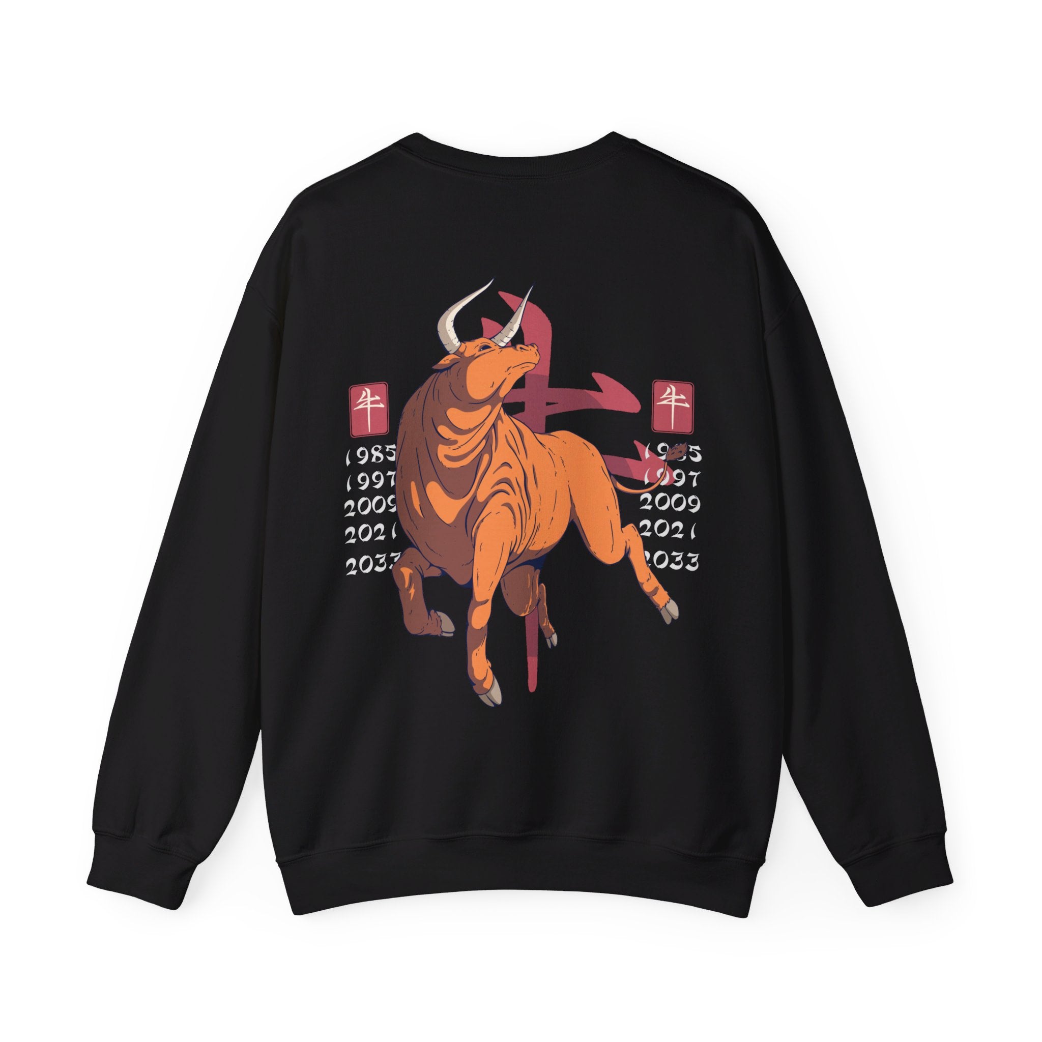 Ox - Chinese Zodiac Anime - Back Design - Premium Unisex Heavy Blend™ Crewneck Sweatshirt