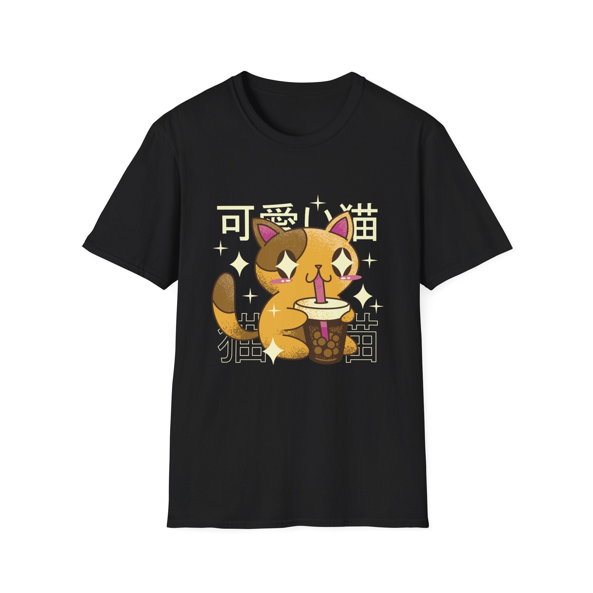 Cat drinking Bubble Tea - Kawaii Character - Unisex T-Shirt