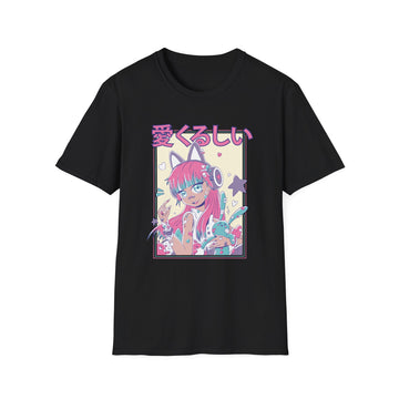 Cute Anime Girl with Headphones - Harajuku Anime Girl - Unisex T-Shirt