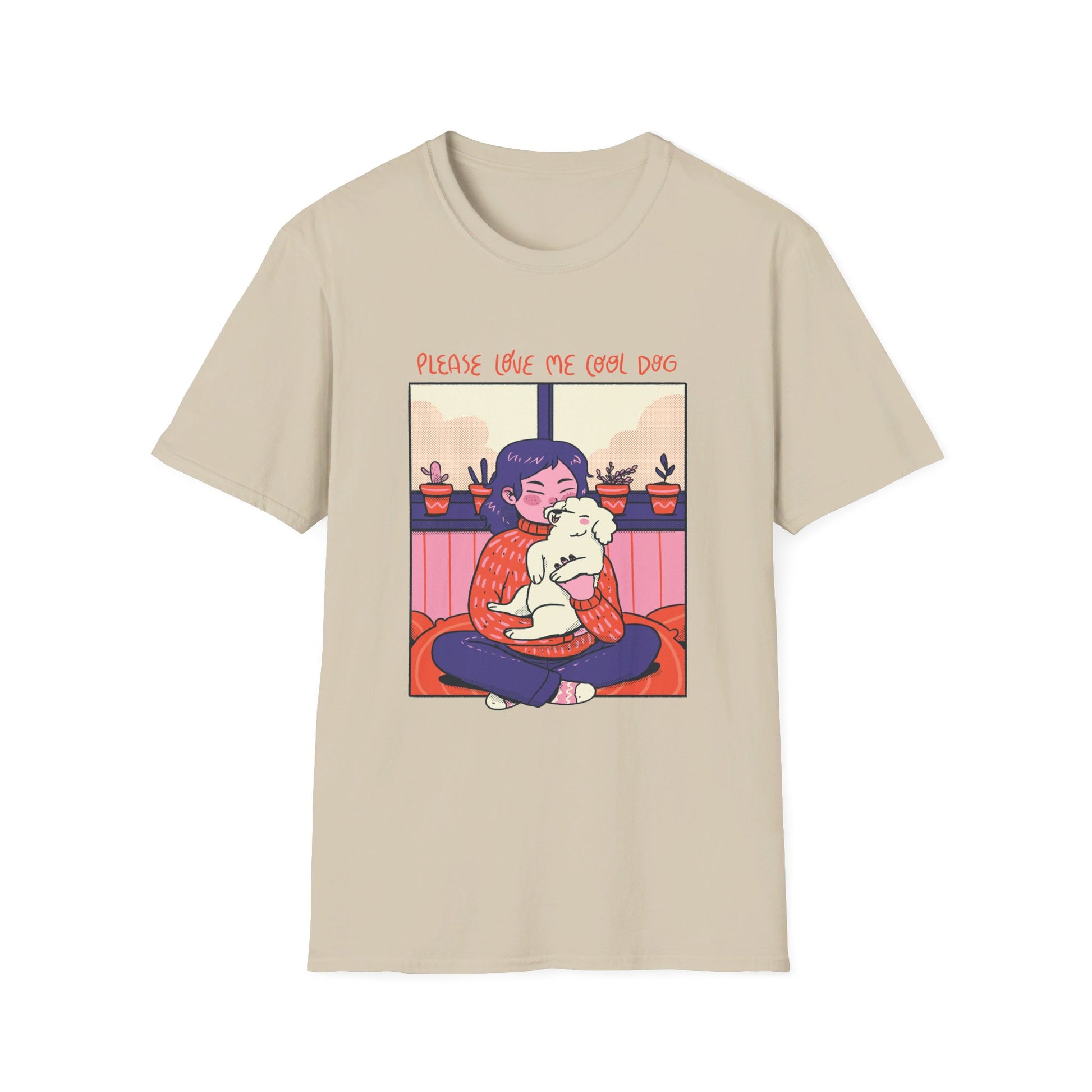 Girl and Dog cozy - Cozy at Home - Front Design - Premium Bio Unisex T-Shirt - Pure Face Streetwear