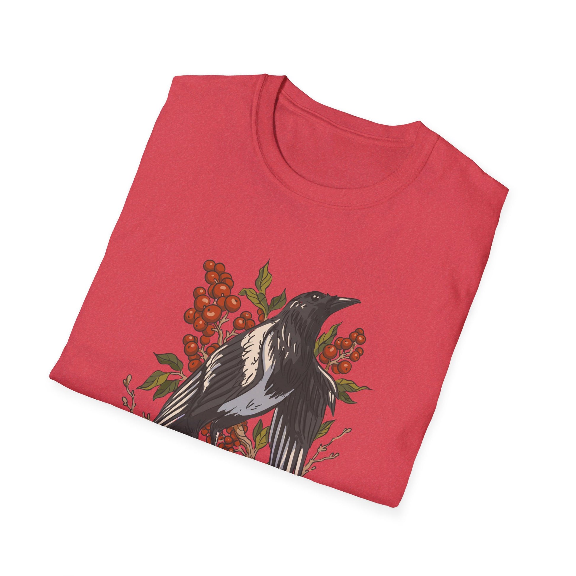 Magpie Berries - Animals In Nature - Front Design - Premium Bio Unisex T-Shirt - Pure Face Streetwear