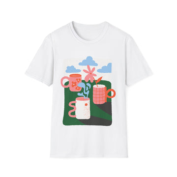 Cute Flowers in a Mug - Blooming Flowers - Unisex T-Shirt