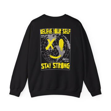 Believe your self stay strong - Streetwear - Joker - Back Design - Premium Unisex Heavy Blend™ Crewneck Sweatshirt