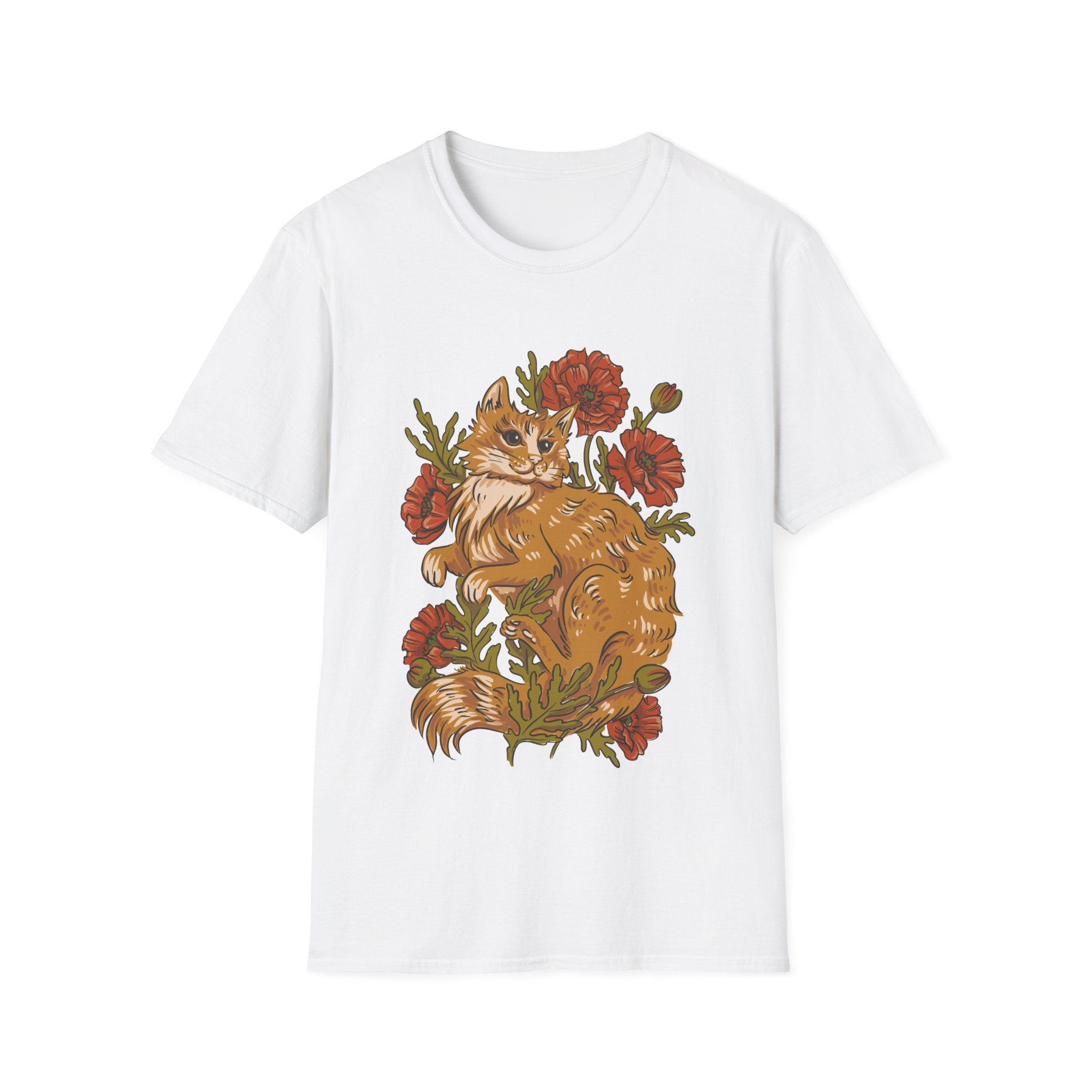 Red Cat Poppies - Animals In Nature - Unisex T-Shirt