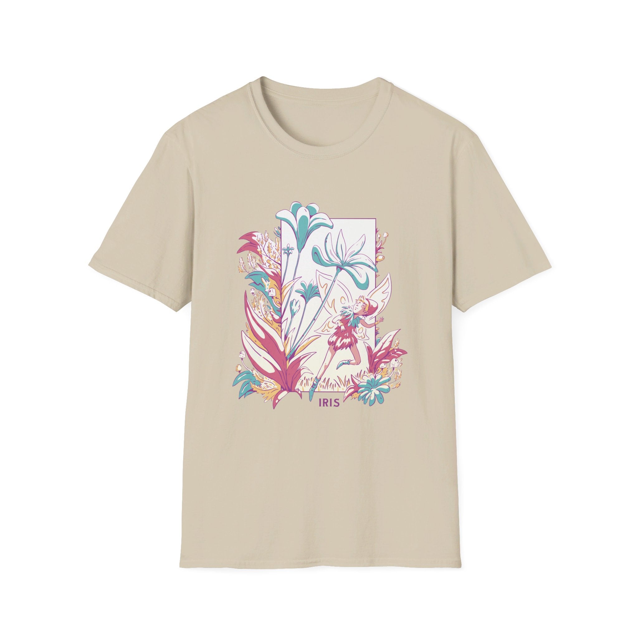 Iris - Flowers with Fairies - Front Design - Premium Bio Unisex T-Shirt