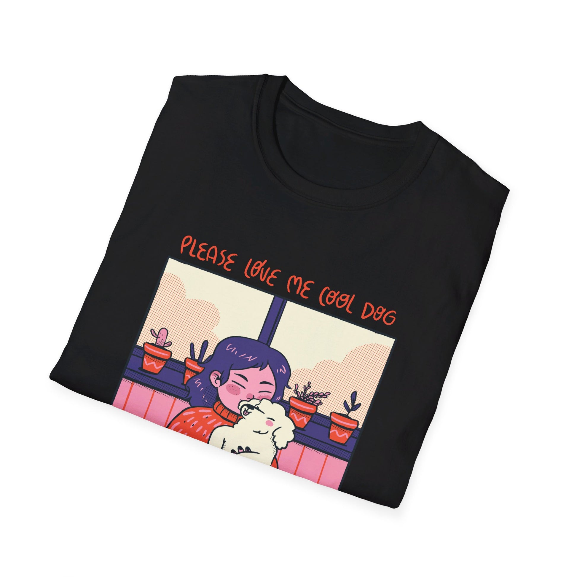 Girl and Dog cozy - Cozy at Home - Front Design - Premium Bio Unisex T-Shirt - Pure Face Streetwear