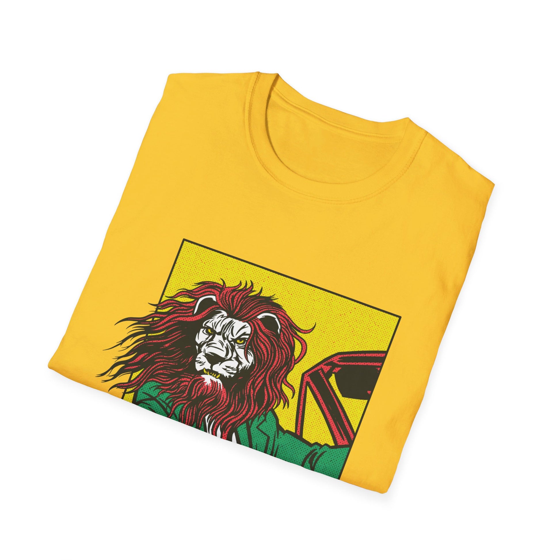 Lion Gangster driving - Comic Mafia - Front Design - Premium Bio Unisex T-Shirt - Pure Face Streetwear