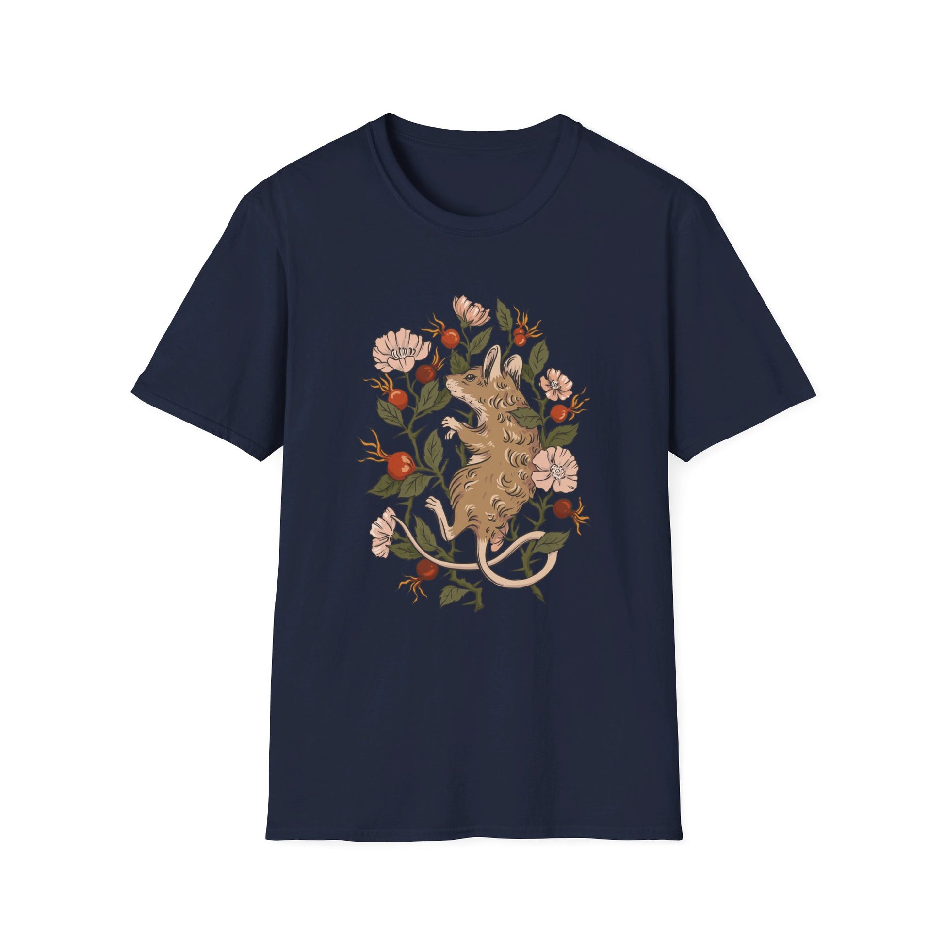 Mouse Rosehip - Animals In Nature - Front Design - Premium Bio Unisex T-Shirt - Pure Face Streetwear