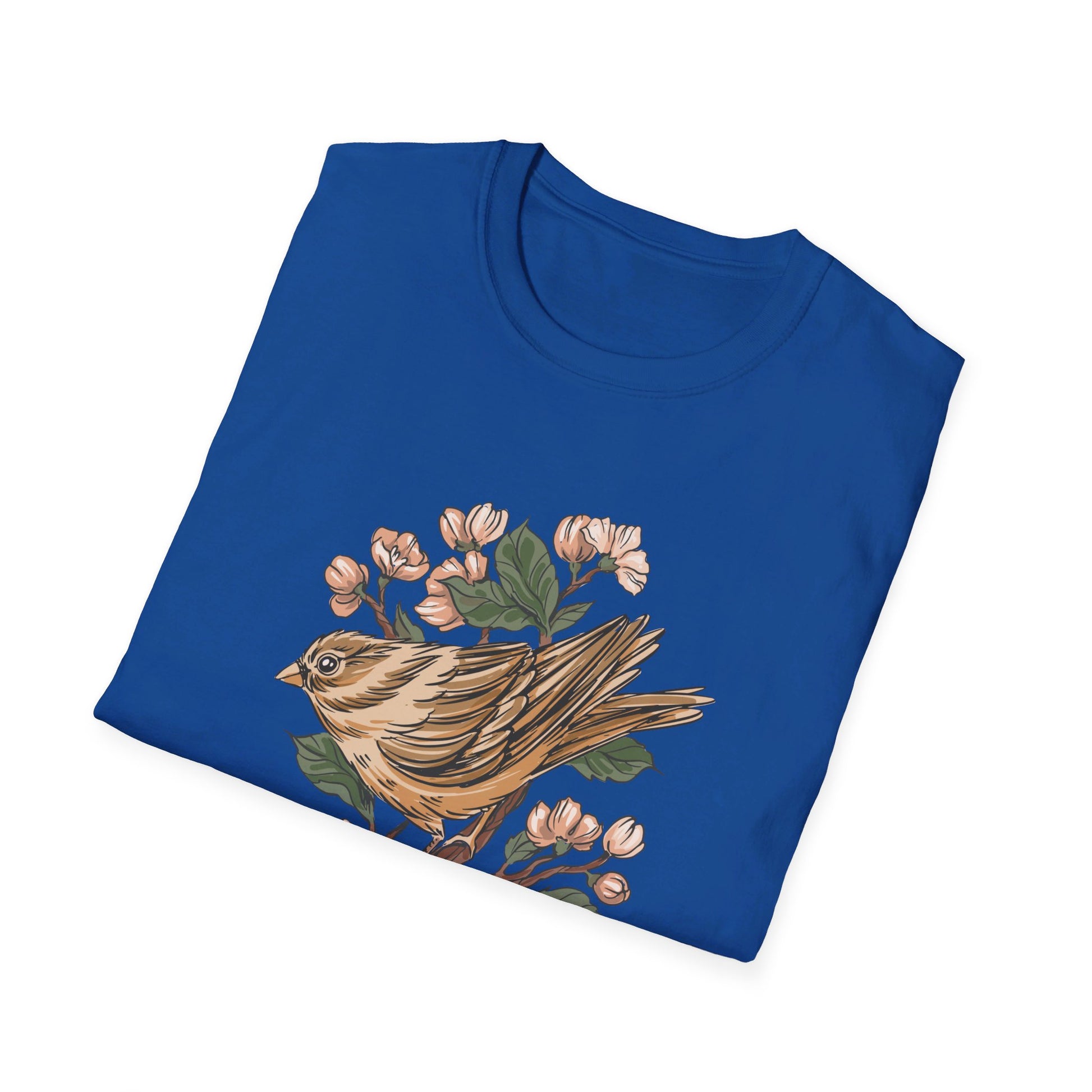 Sparrow Cherry Blossom - Animals In Nature - Front Design - Premium Bio Unisex T-Shirt - Pure Face Streetwear