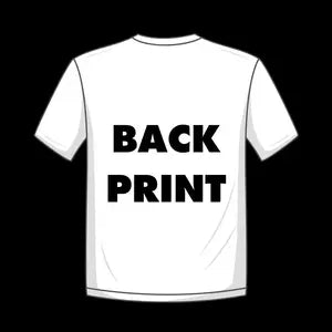 Verlinkt zu allen T-Shirts mit Back Print - Rückansicht einer T-Shirt-Illustration mit dem schwarzen Aufdruck BACK PRINT.