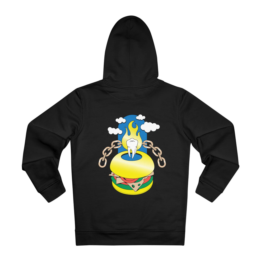 Printify Hoodie Black / M Abstract Burger - Surreal Still Life - Hoodie - Back Design