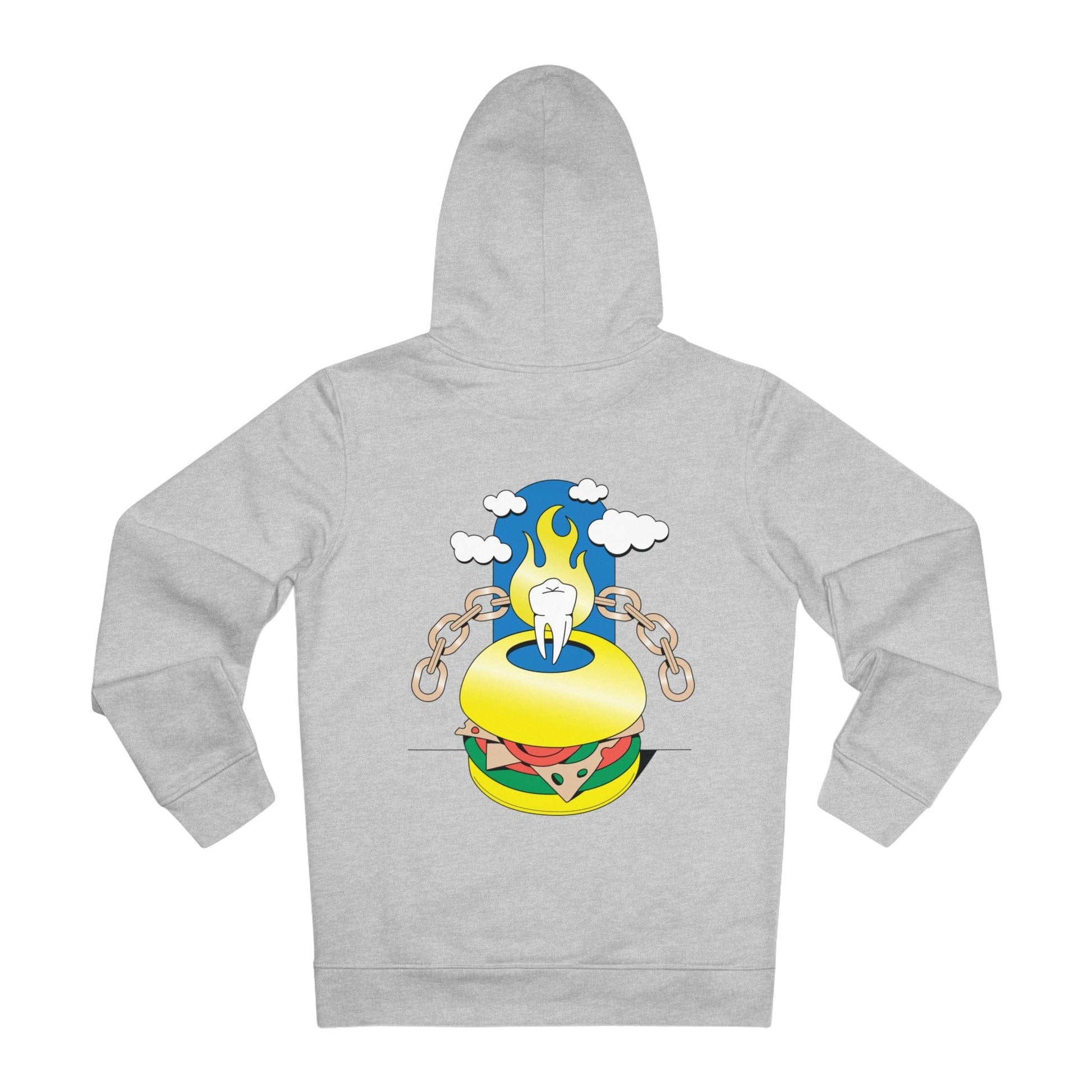 Printify Hoodie Heather Grey / S Abstract Burger - Surreal Still Life - Hoodie - Back Design