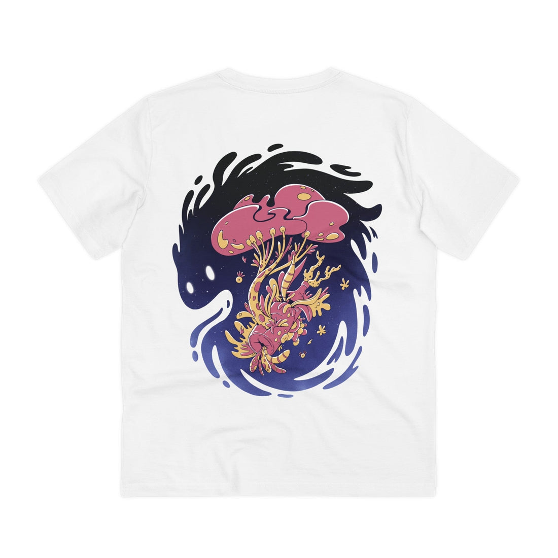 Printify T-Shirt White / 2XS Abstract Space Monster Bottle Floral - Plants in Space - Back Design