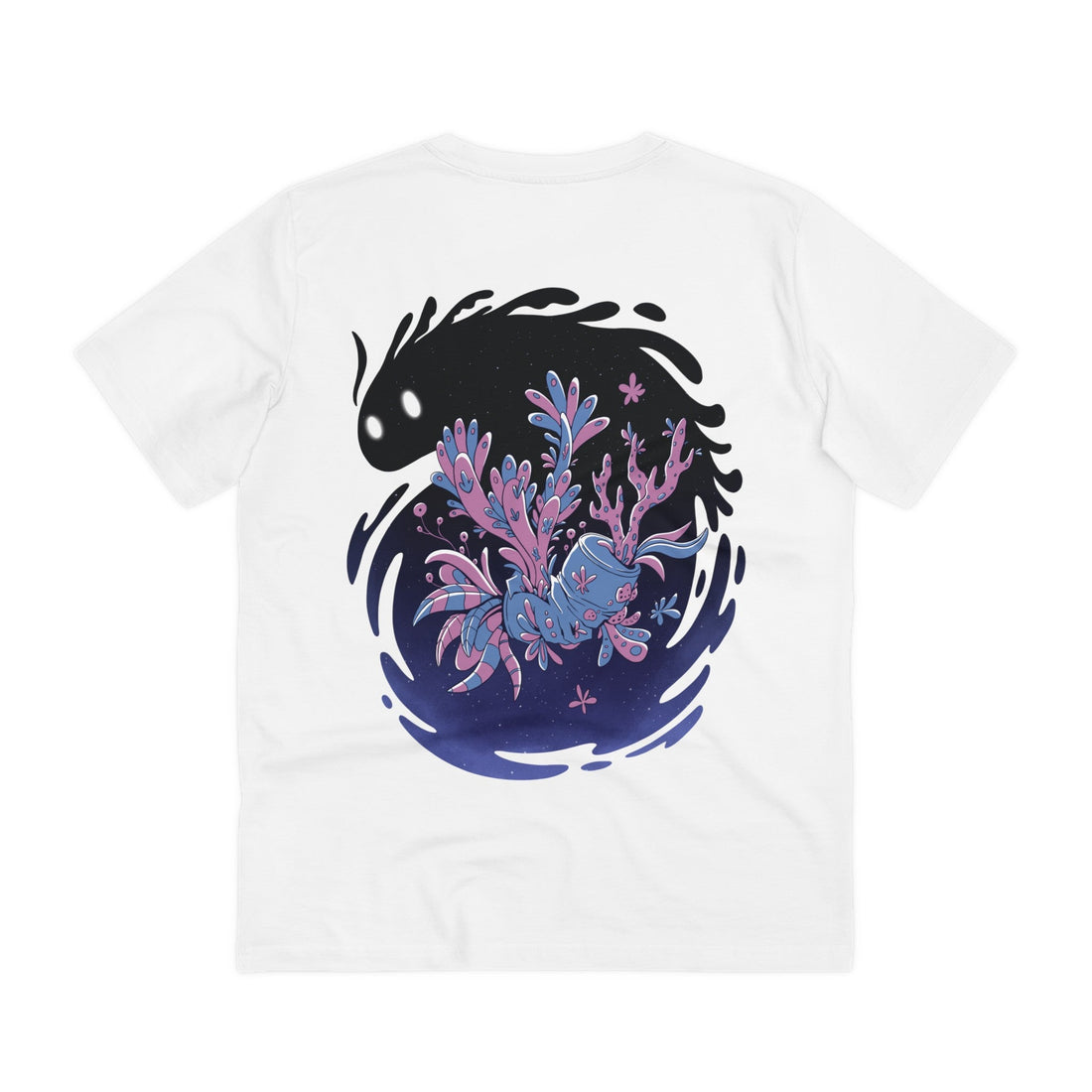 Printify T-Shirt White / 2XS Abstract Space Monster Can Floral - Plants in Space - Back Design