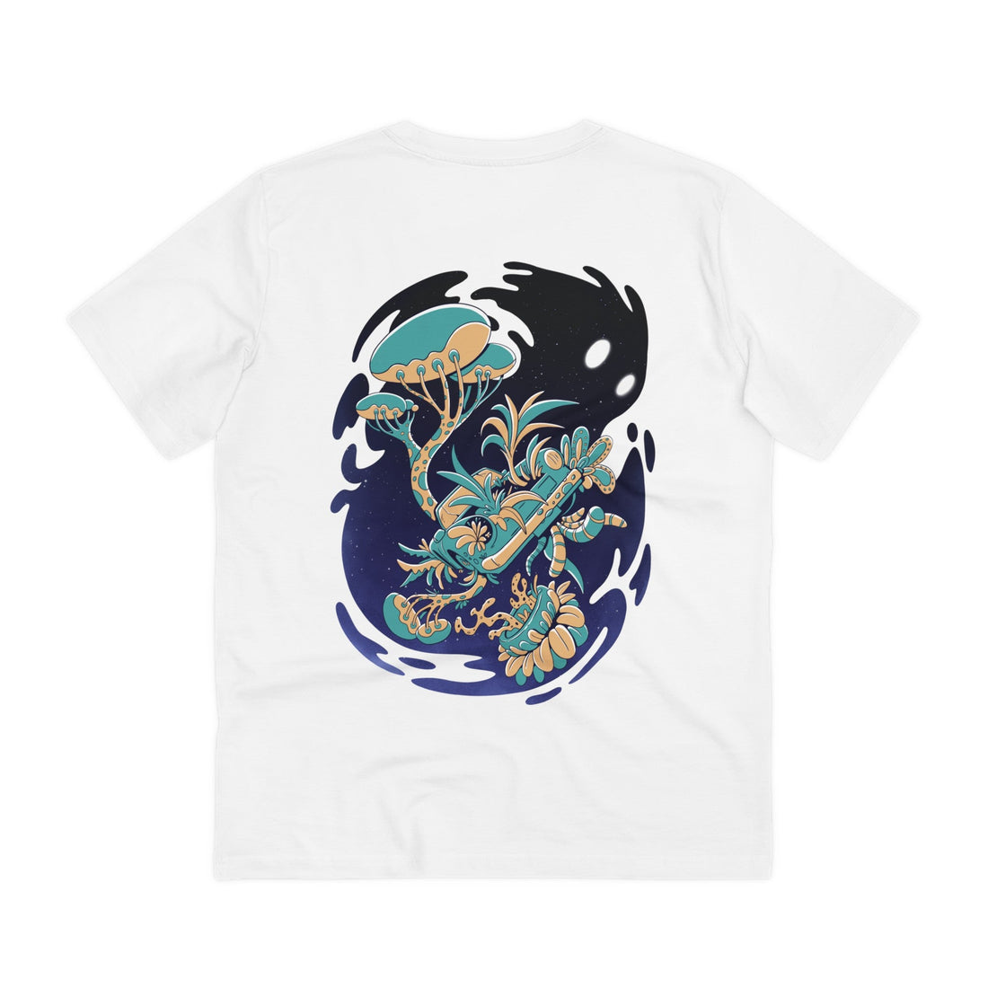 Printify T-Shirt White / 2XS Abstract Space Monster Car Floral - Plants in Space - Back Design