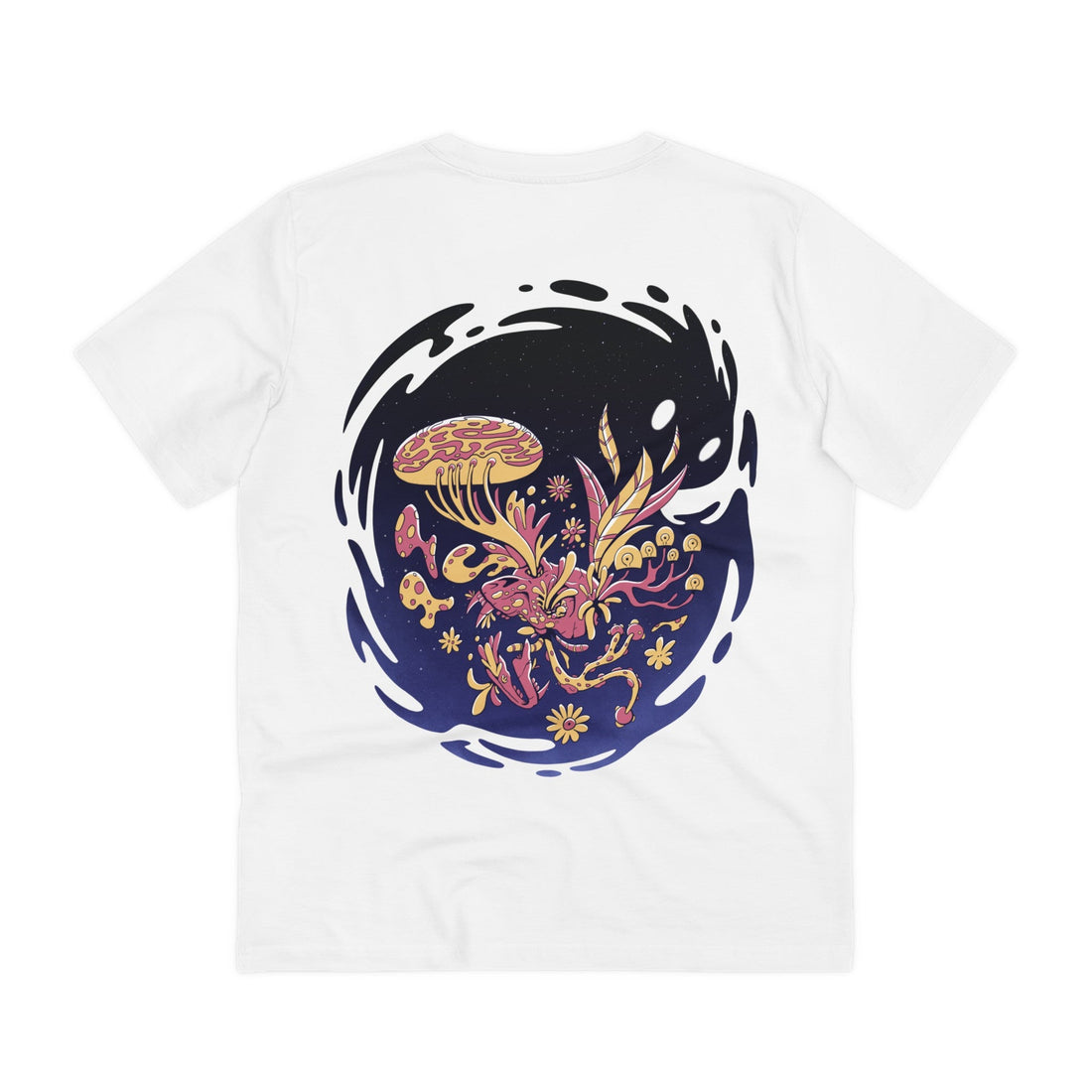 Printify T-Shirt White / 2XS Abstract Space Monster Floral Skull - Plants in Space - Back Design