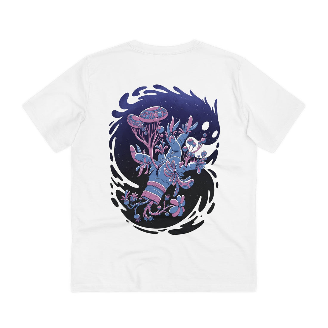 Printify T-Shirt White / 2XS Abstract Space Monster Hand Plant - Plants in Space - Back Design