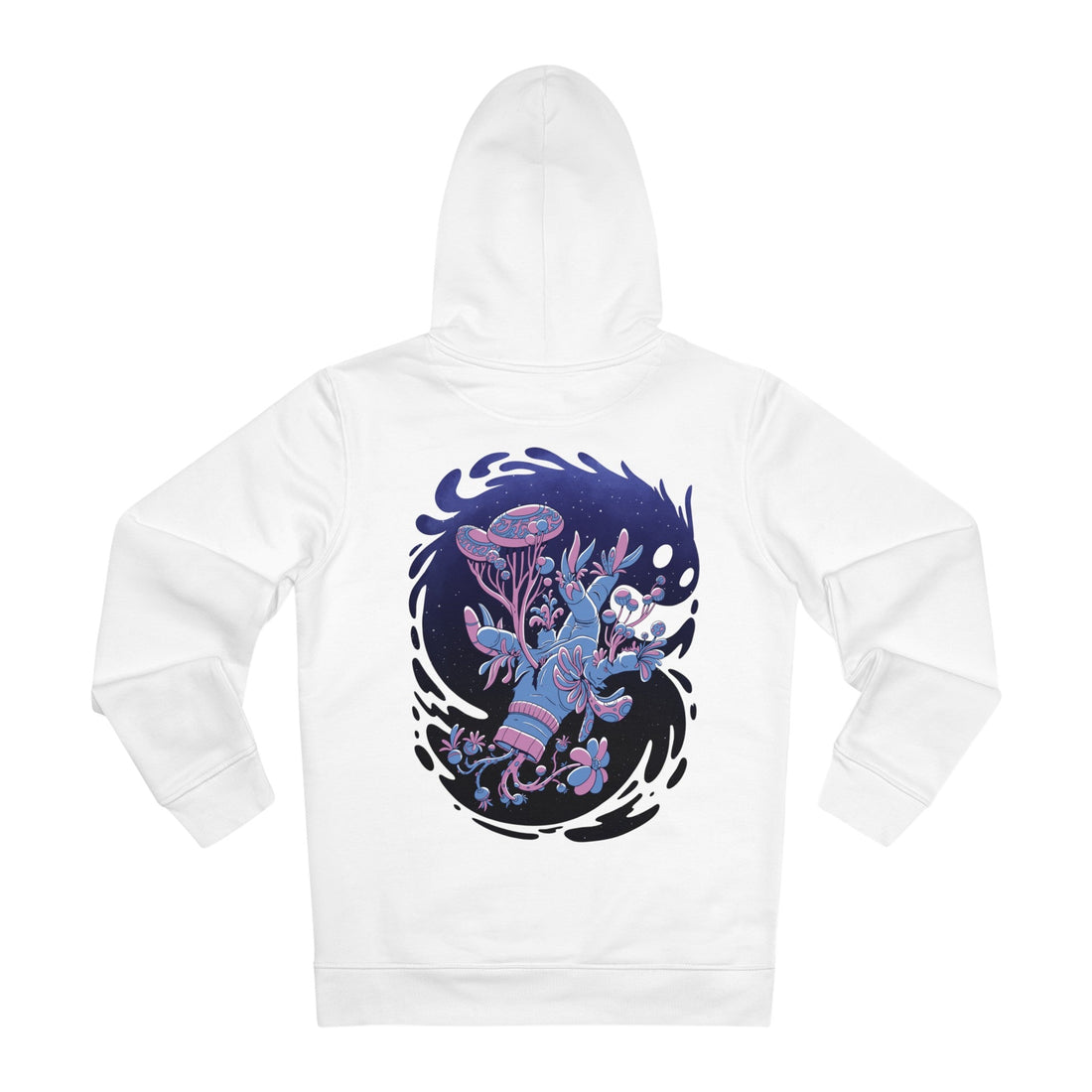 Printify Hoodie White / S Abstract Space Monster Hand Plant - Plants in Space - Hoodie - Back Design