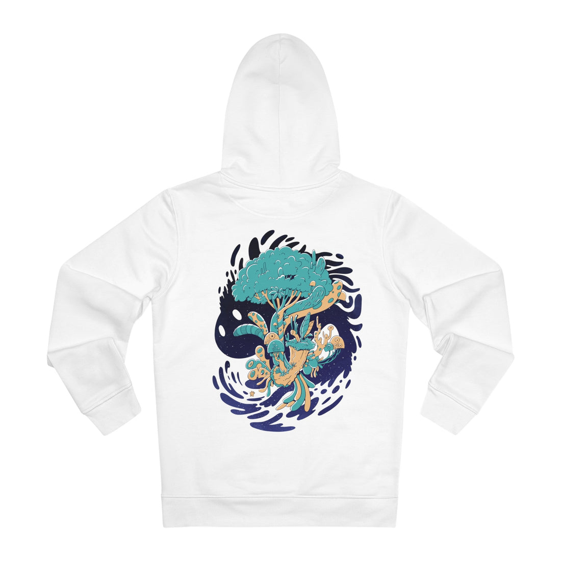 Printify Hoodie White / S Abstract Space Monster Plant Tree World - Plants in Space - Hoodie - Back Design