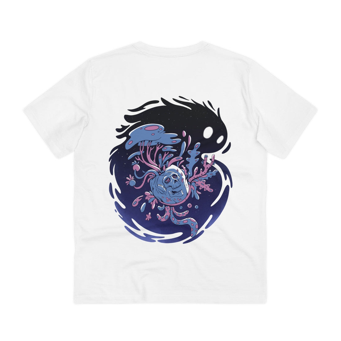 Printify T-Shirt White / 2XS Abstract Space Monster Space Skull - Plants in Space - Back Design