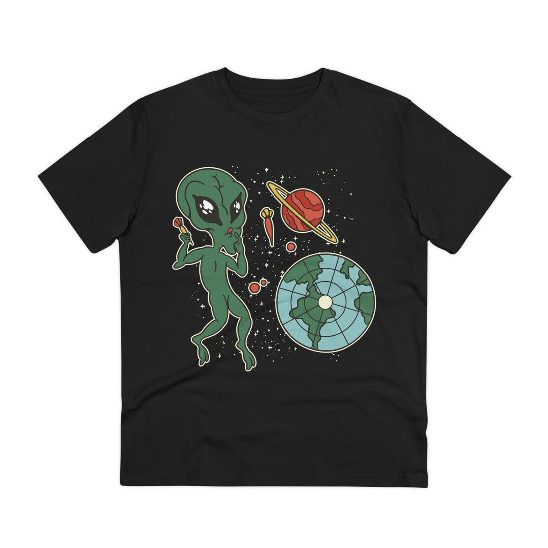 Printify T-Shirt Black / 2XS Alien Cartoon Dart Game - Alien Hobby Activities - Front Design