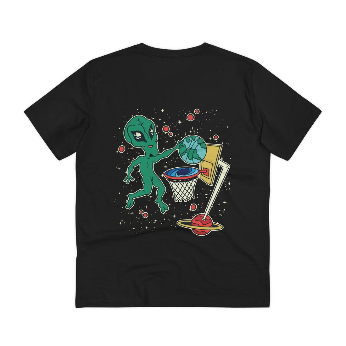 Printify T-Shirt Black / 2XS Alien playing Space Basketball - Alien Hobby Activities - Back Design