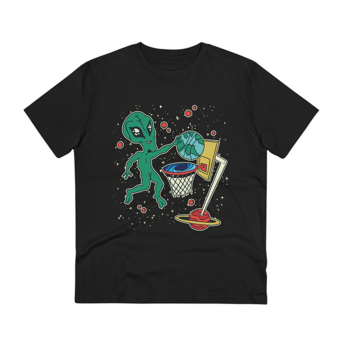 Printify T-Shirt Black / 2XS Alien playing Space Basketball - Alien Hobby Activities - Front Design