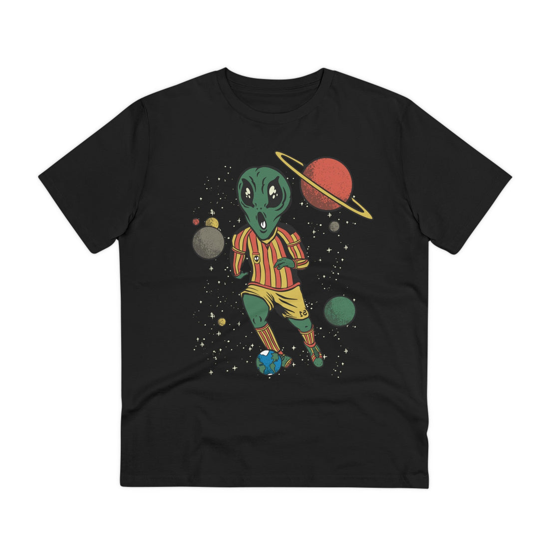 Printify T-Shirt Black / 2XS Alien Soccer Player - Alien Hobby Activities - Front Design
