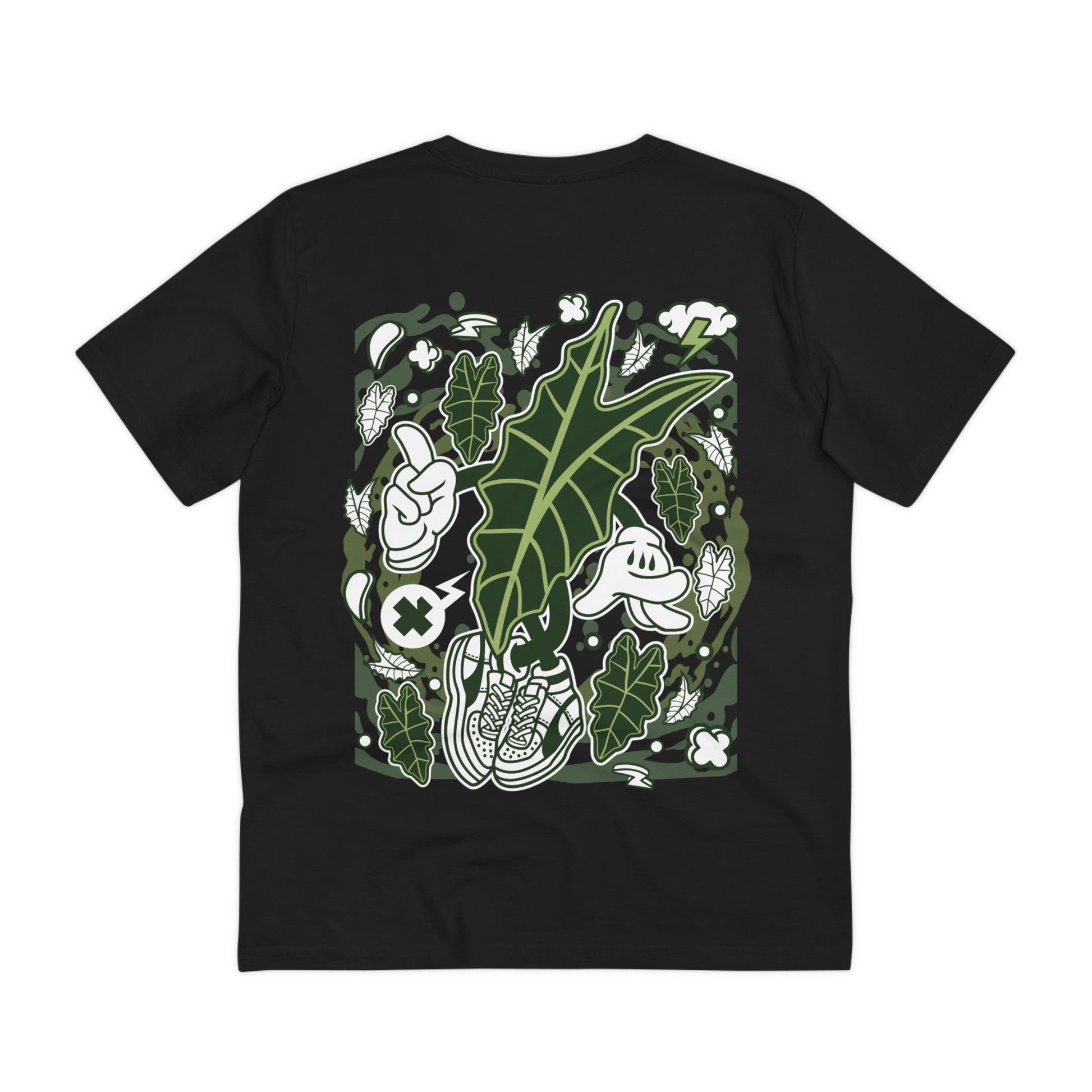 Printify T-Shirt Black / 2XS Alocasia Amazonica - Cartoon Plants - Back Design