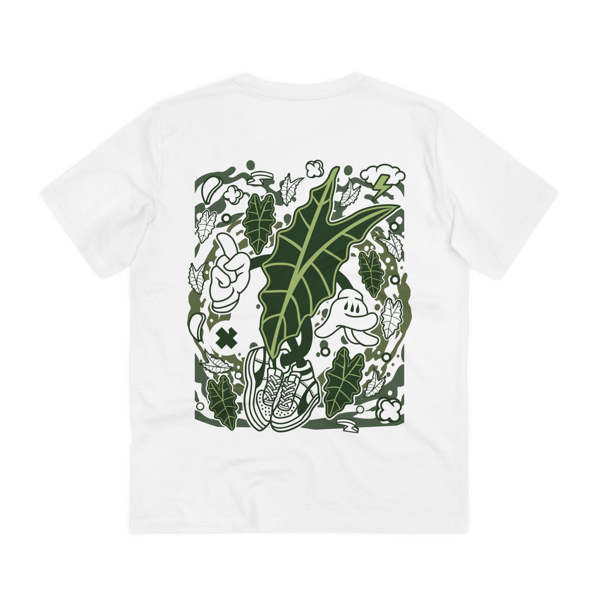 Printify T-Shirt White / 2XS Alocasia Amazonica - Cartoon Plants - Back Design