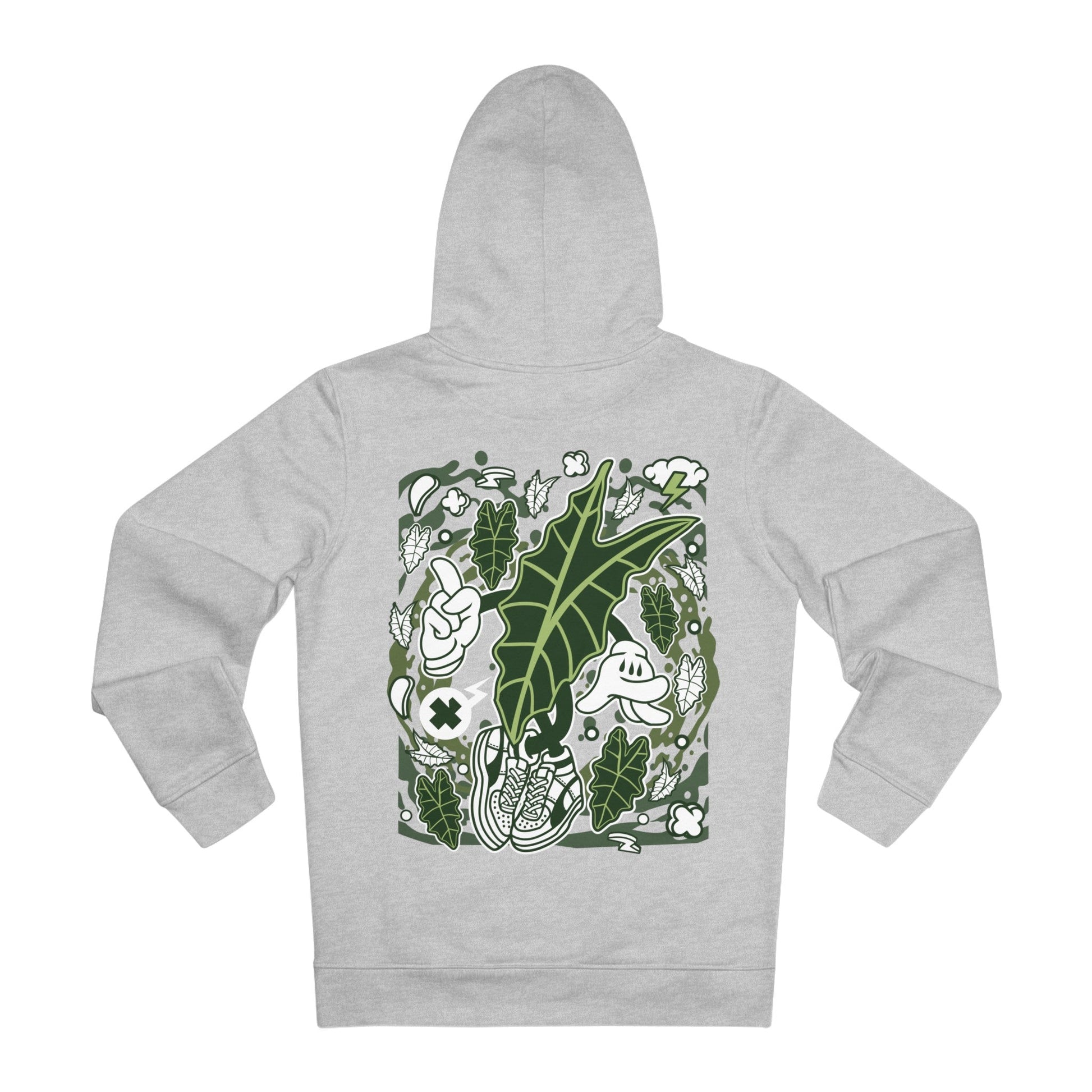 Printify Hoodie Heather Grey / S Alocasia Amazonica - Cartoon Plants - Hoodie - Back Design