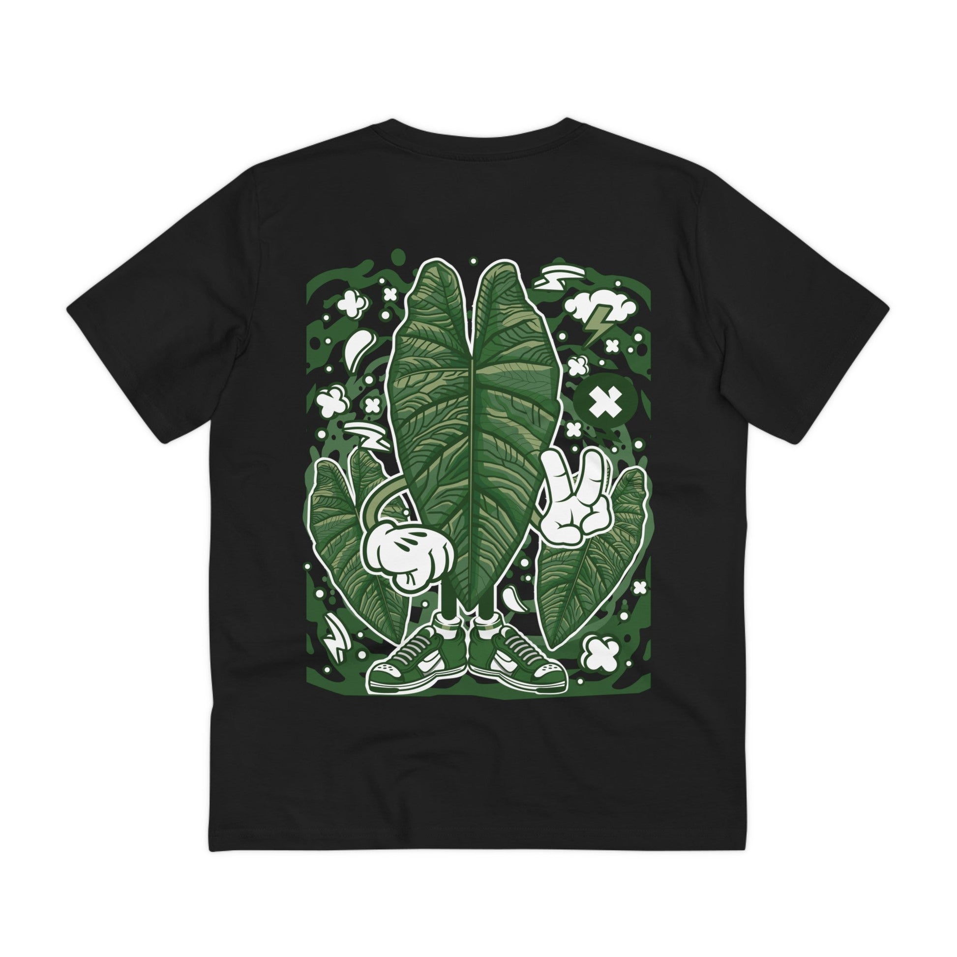 Printify T-Shirt Black / 2XS Alocasia Bisma - Cartoon Plants - Back Design