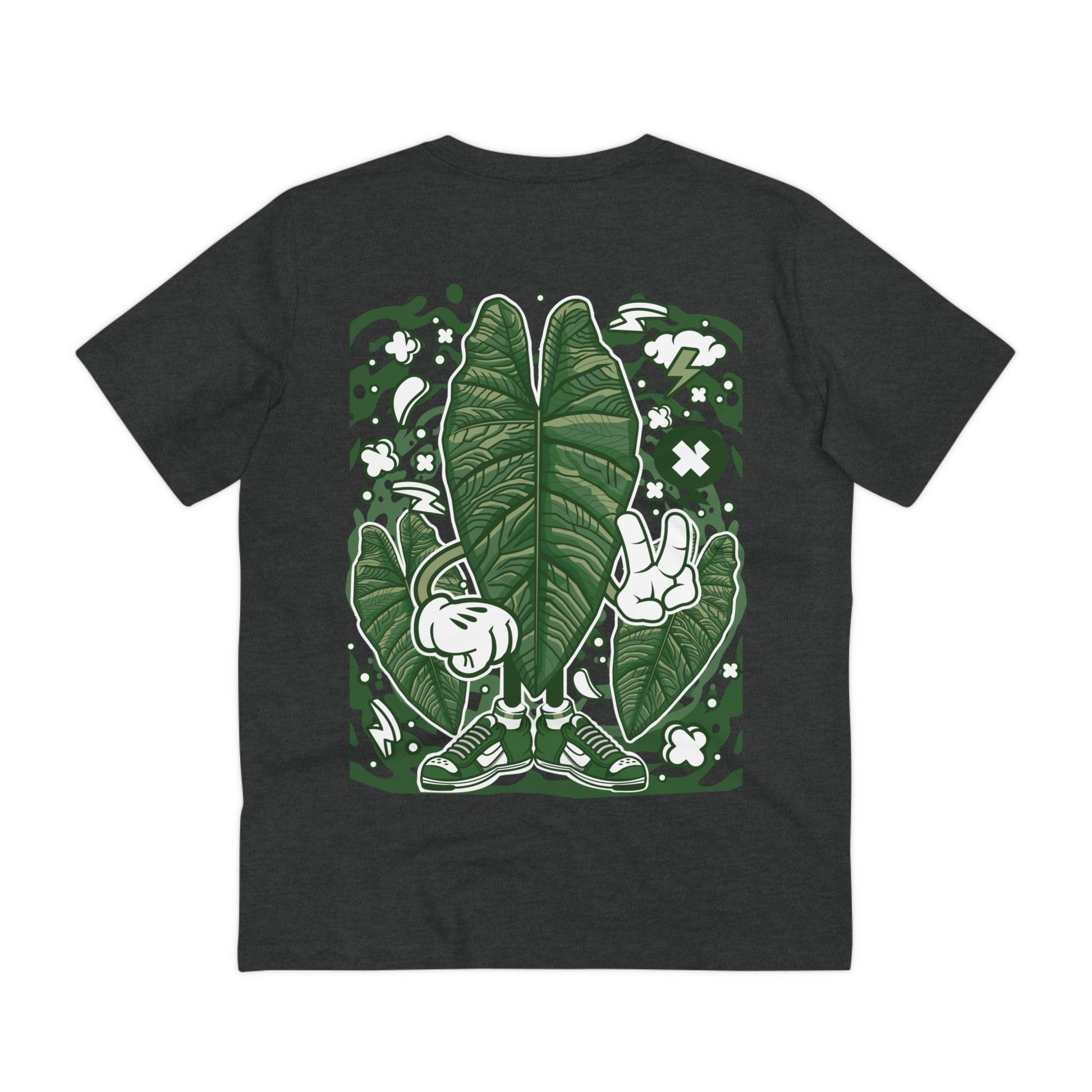Printify T-Shirt Dark Heather Grey / 2XS Alocasia Bisma - Cartoon Plants - Back Design