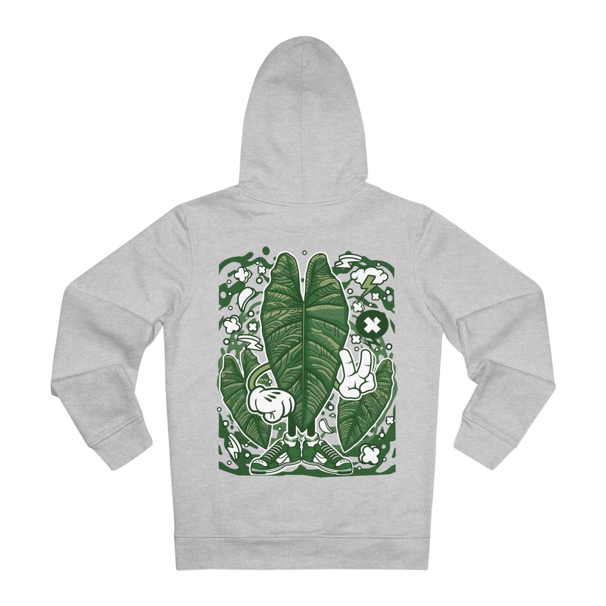 Printify Hoodie Heather Grey / S Alocasia Bisma - Cartoon Plants - Hoodie - Back Design