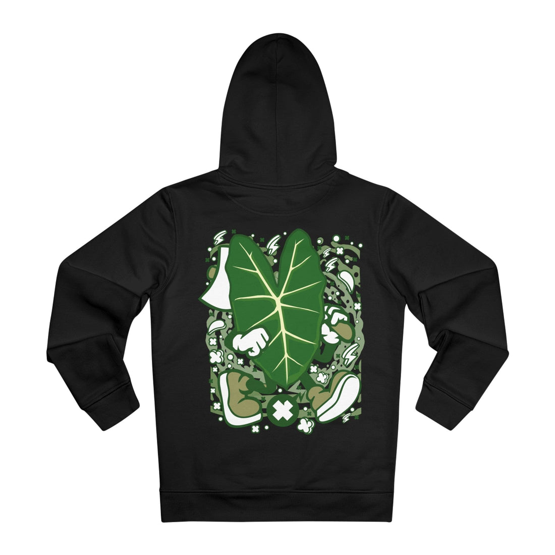 Printify Hoodie Black / 2XL Alocasia Frydex - Cartoon Plants - Hoodie - Back Design