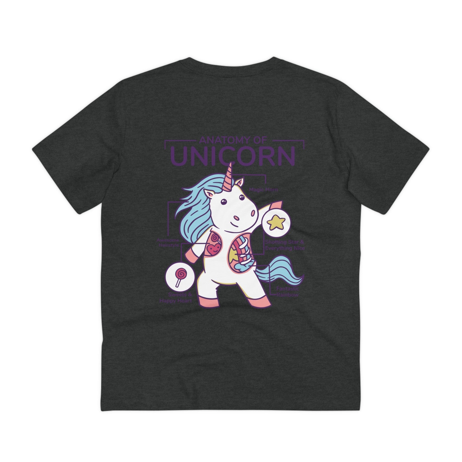 Printify T-Shirt Dark Heather Grey / 2XS Anatomy of Unicorn - Unicorn World - Back Design