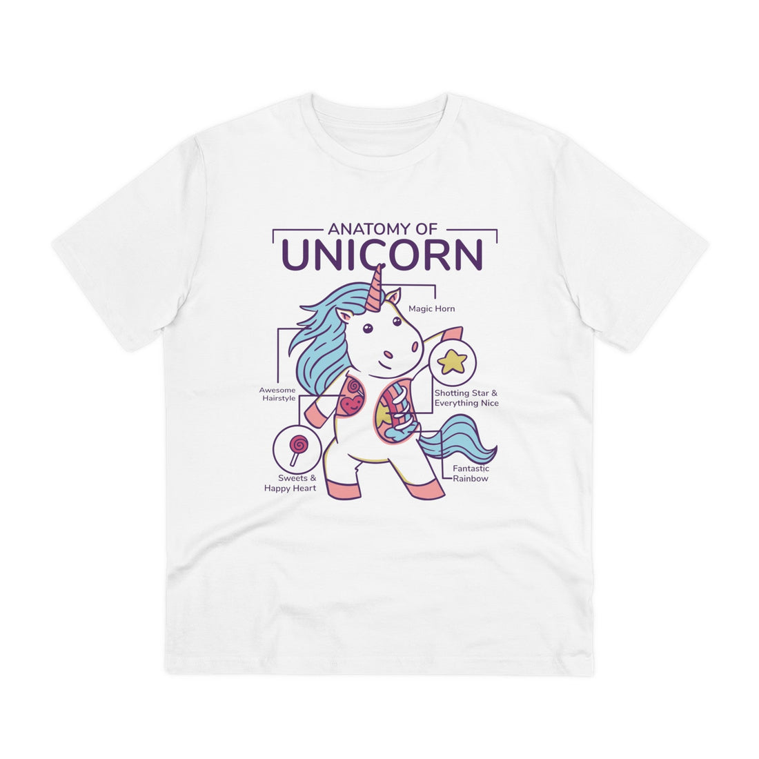 Printify T-Shirt White / 2XS Anatomy of Unicorn - Unicorn World - Front Design