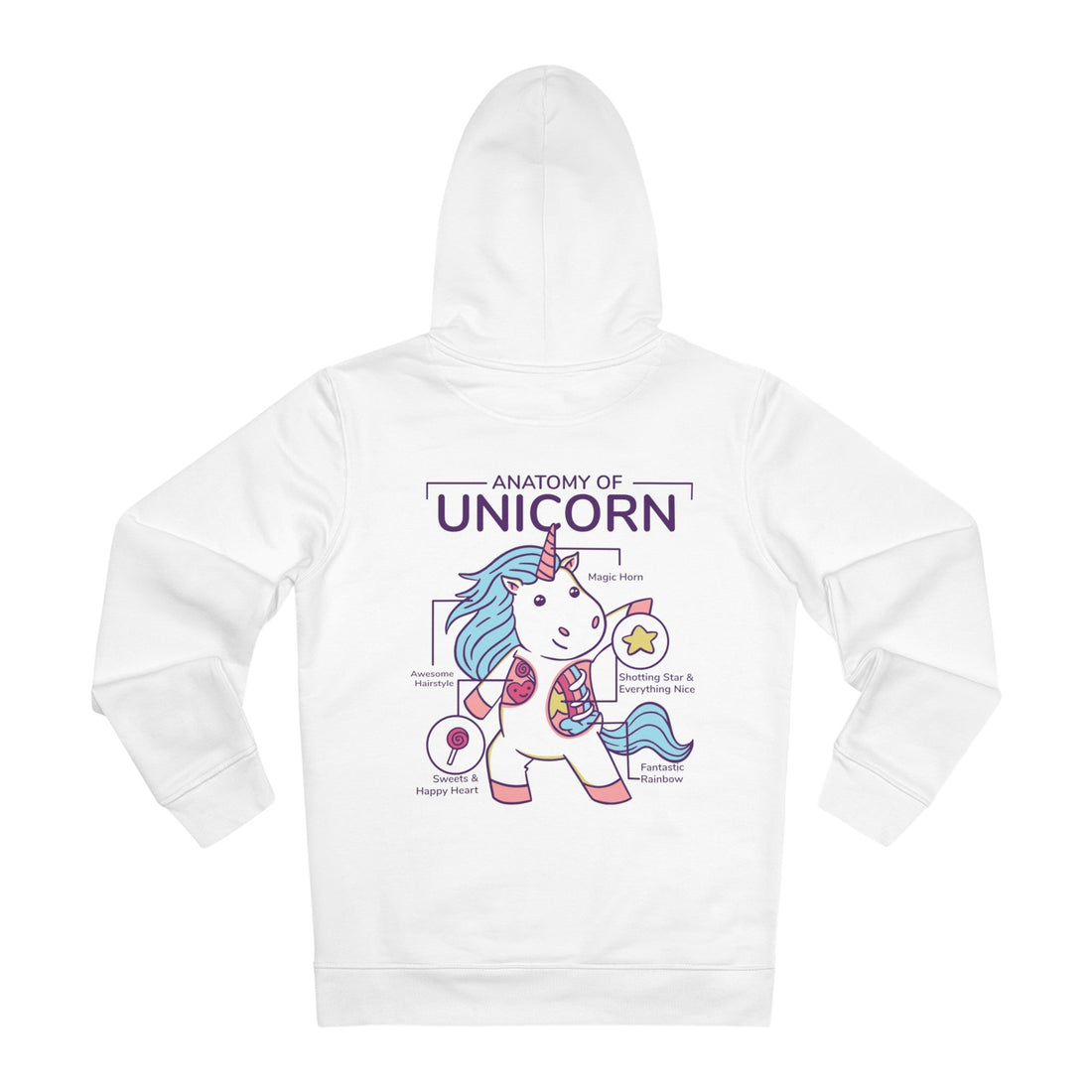 Printify Hoodie White / S Anatomy of Unicorn - Unicorn World - Hoodie - Back Design